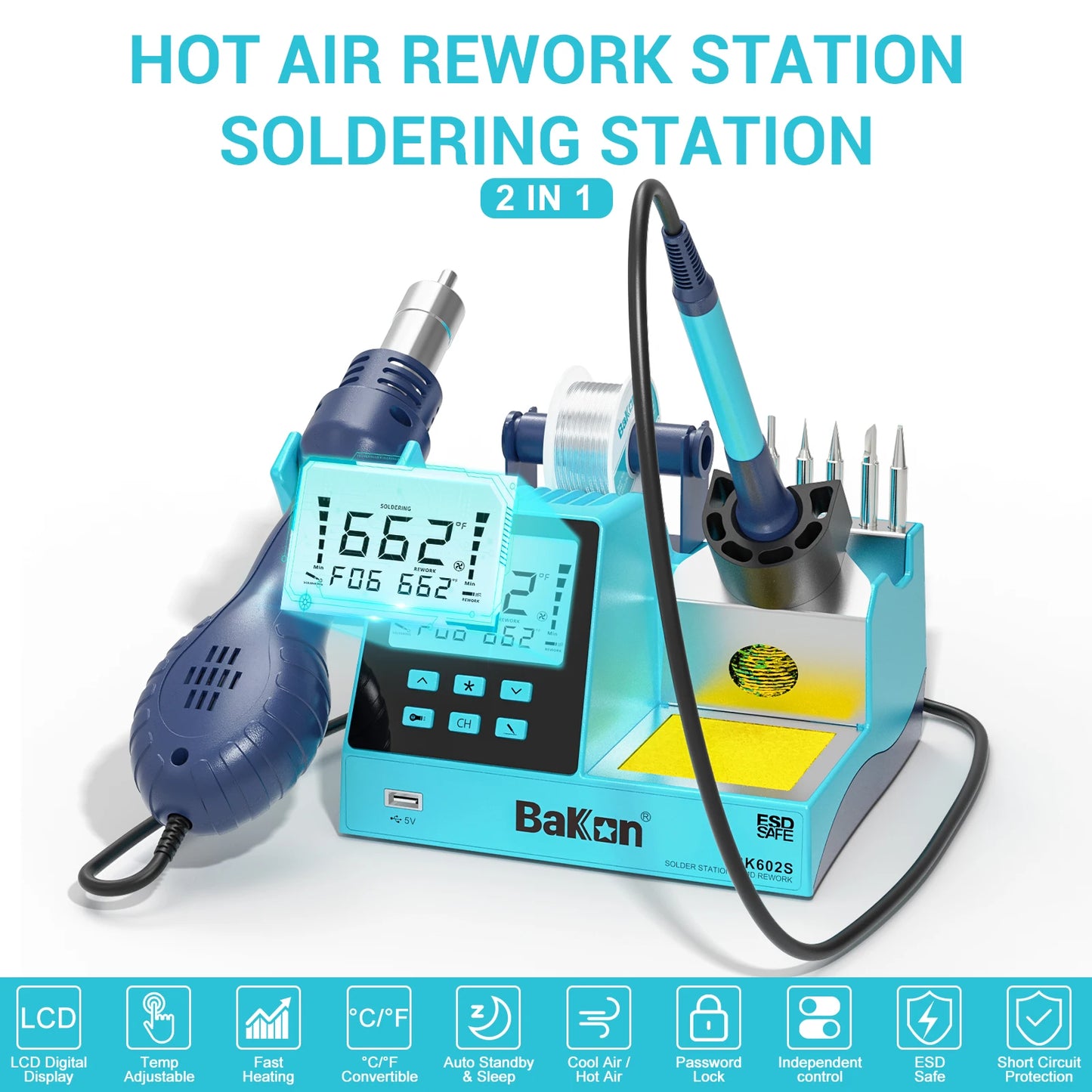 Soldering and Rework Station 2-in-1 Welding Machine Hot Air Gun